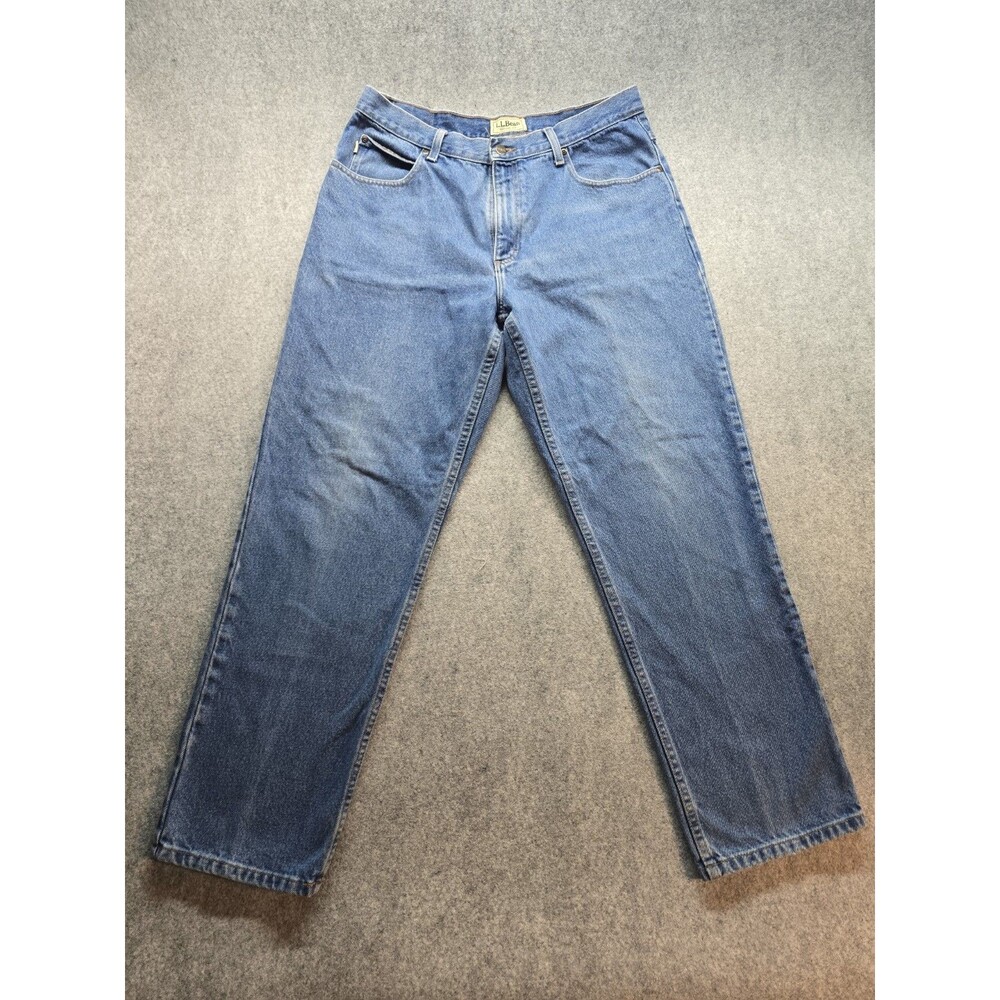 L.L. Bean Natural Fit Men's Jeans 35x30 Blue Straight Leg 100% Cotton Denim